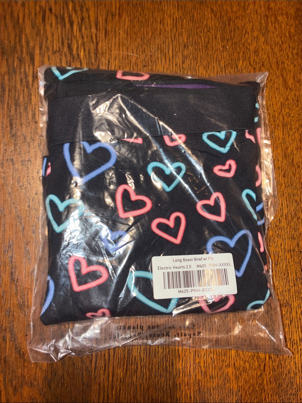 MeUndies Men’s XXXXL Electric Hearts 2.0 Long Boxer Brief w/ Fly - New in Bag